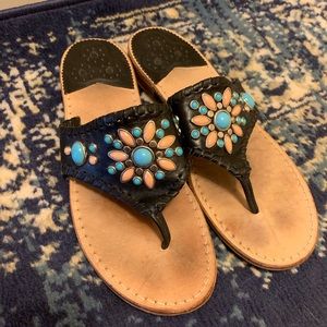 Jack Rogers black leather, beaded sandals